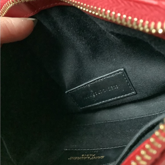 Yves Saint Laurent Red Clutch with Gold Logo - Picture 6 of 10